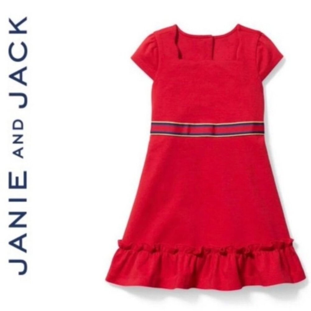 Janie and Jack Red Ruffle Ponte Dress Size 6